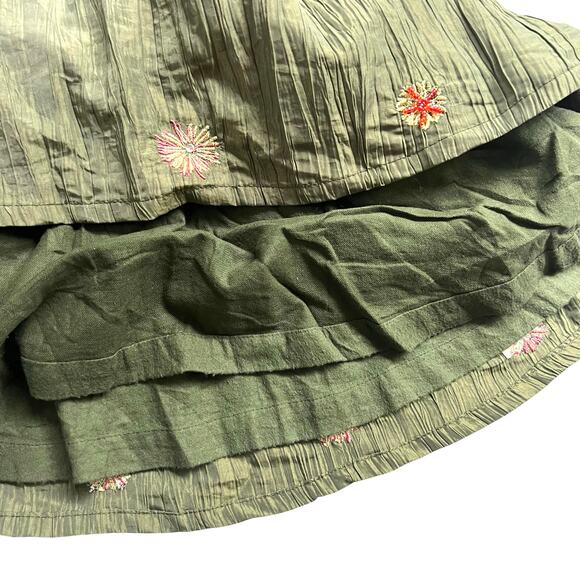 Pampolina Girls Dress 3T Green Corduroy & Taffeta Embroidered Sleeveless $110 - Picture 6 of 9